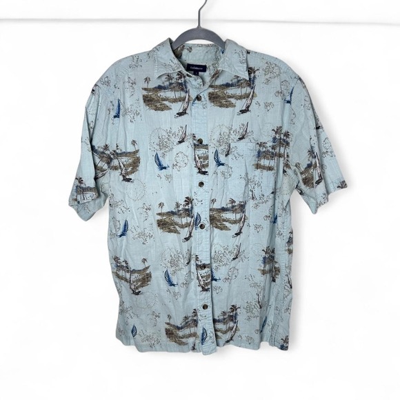 Other - Croft & Barrow Light Blue Sailboat Patterned‎ Button Down Shirt L